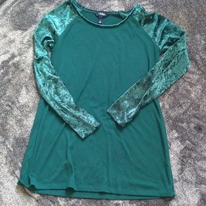 Great Northwest Indigo teal tunic raglan velvet sleeve